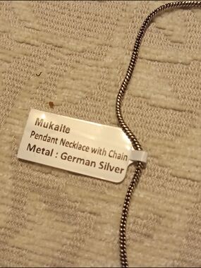 German Silver Pendant Necklace - Silver Tone